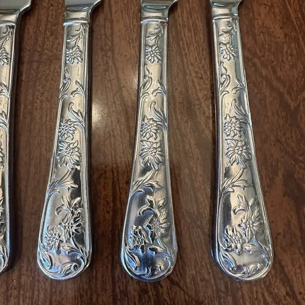 Reed & Barton QUEENS GARDEN Floral Stainless 6-pc Solid Dinner Knife Flatware